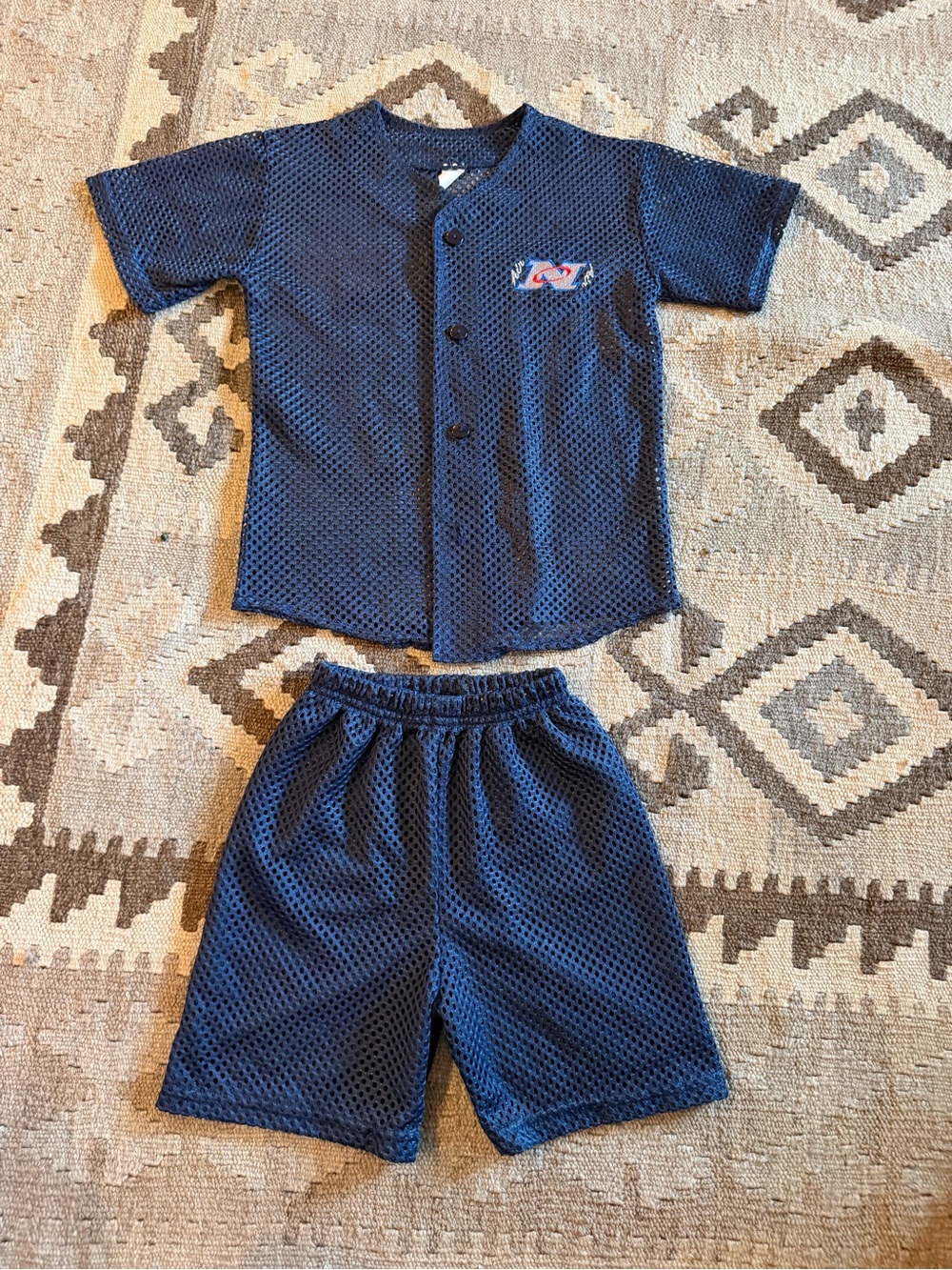 Vintage kids mesh set navy blue size 4Y